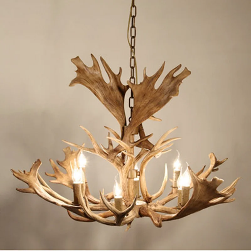 

Europe Country 8 Head Chandelier American Retro Lamps Resin Deer Horn Antler Lampshade resin antler chandelier Dia 1100mm