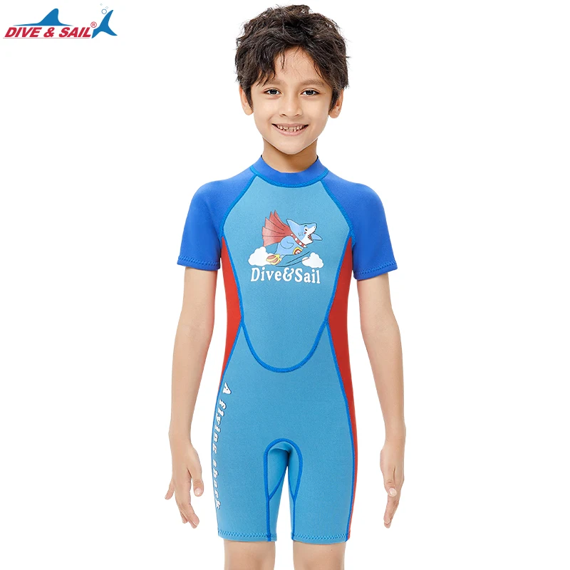 

Children's 2.5mm Youth Swimming Suit Shorty Wetsuits Neoprene for Kids Keep Warm Swimsuit Thermal Bath Suit Short Sleeve