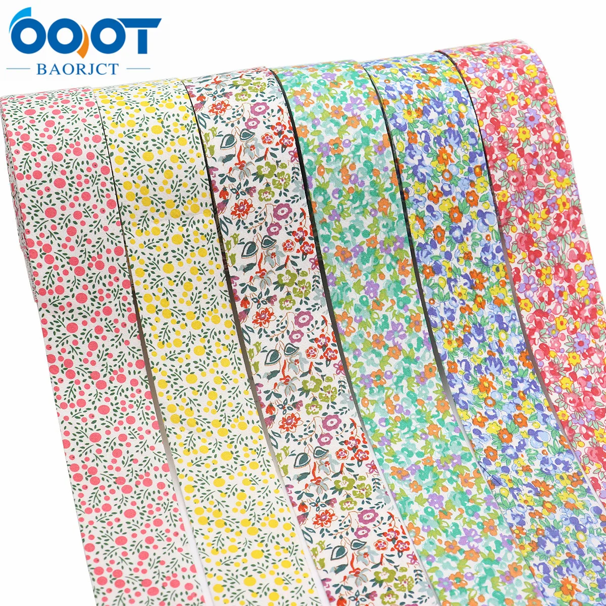 Double-Sided Flowers Cloth Ribbons 5Yards M-21623-905 38MM DIY Crafts Hairclip Apparel Accessories and Sewing Decorations