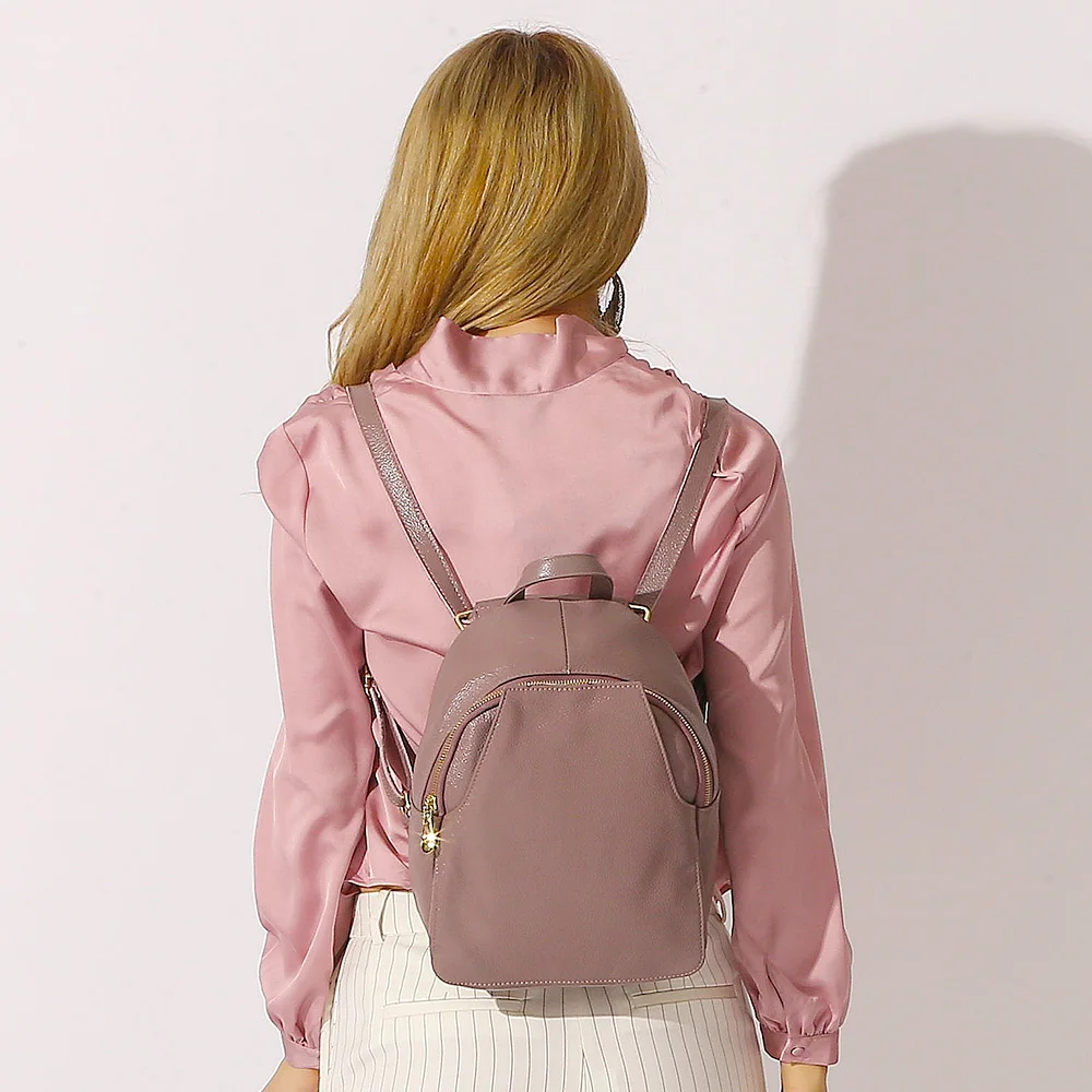 Zency-Mochila De cuero genuino para mujer, bolso de viaje a la moda, mochila diaria para vacaciones, estilo Preppy, mochila escolar para niña