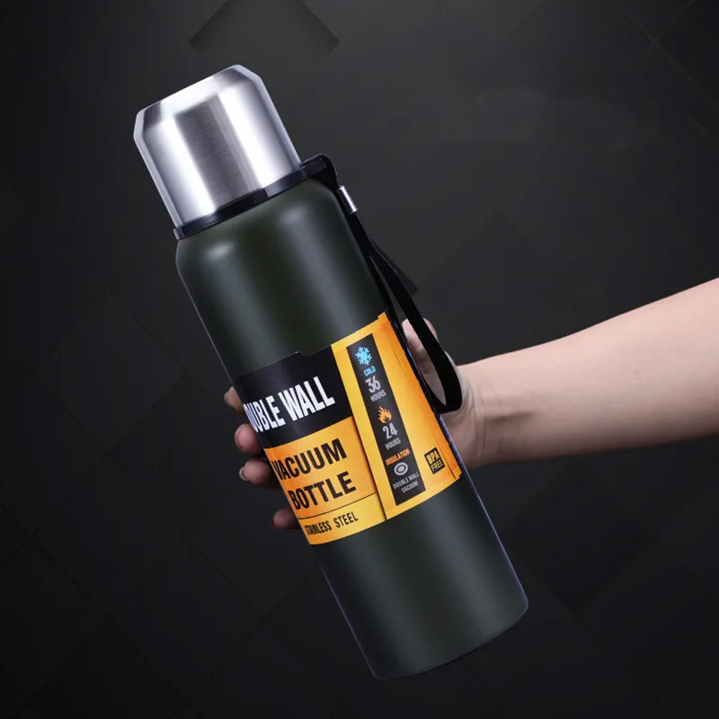 Stainless Steel Thermos Vacuum Flask Outdoor Portable Car Coffee Water Bottle with Filter Insulated Bottle 600/800/1000/1500ML