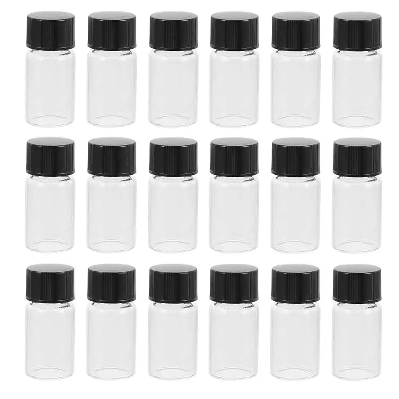 Laboratório Vedação Amostragem Garrafas com Tampas, Garrafas De Reagente, 3ml, 20Pcs