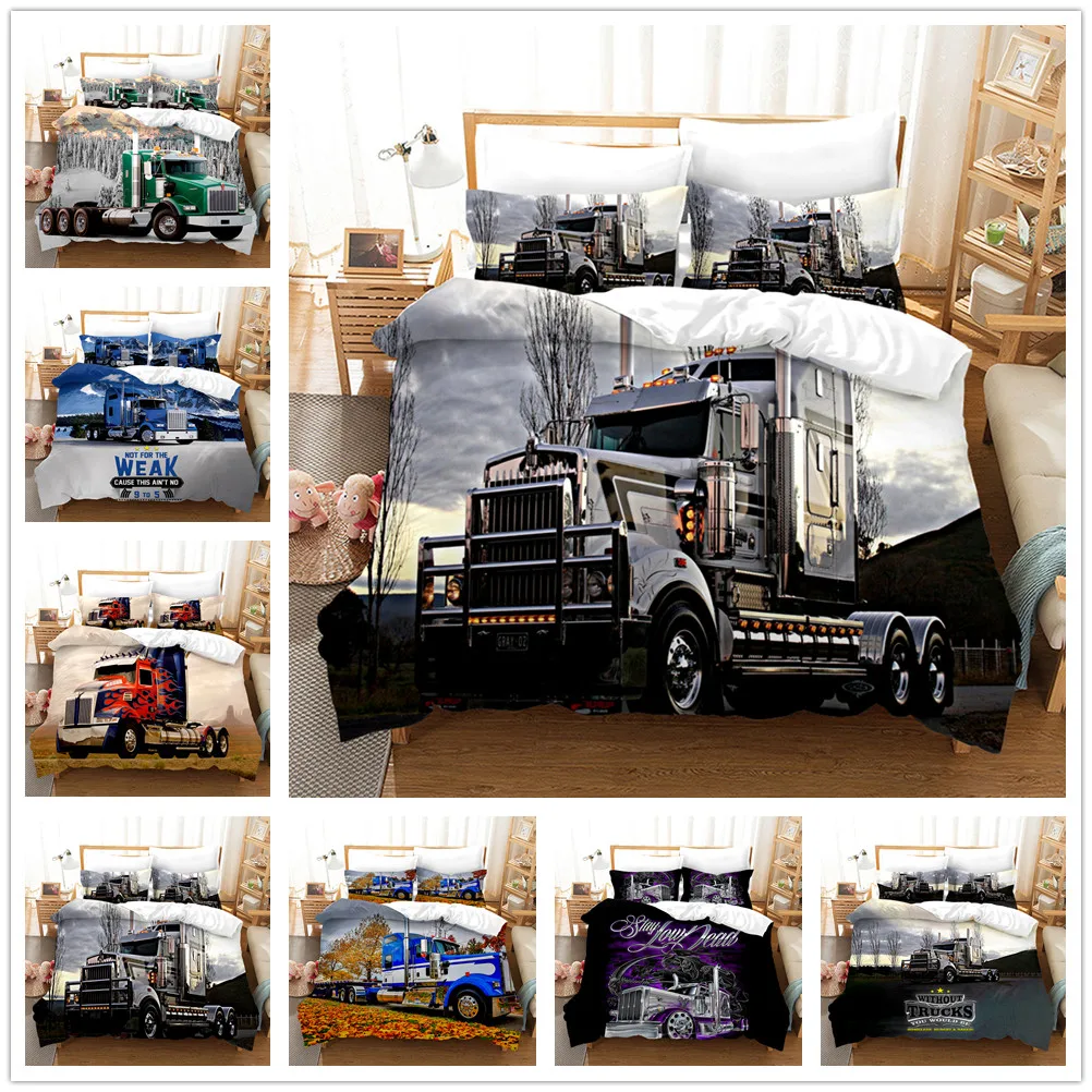 3D Printed Truck Duvet/Comforter Cover with Pillow Cover Bedding Set Single Double Twin Full Queen King Size for Bedroom Decor