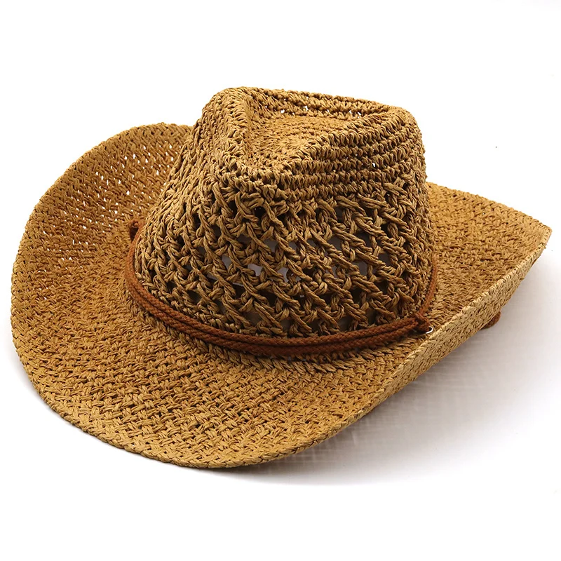 Western Cowboy Hat Men Panama Outdoor 2021 Summer Beach Cap Women Sombrero Vaquero Hombre Chapeu Wide brim Men\'s Straw Sun Hat