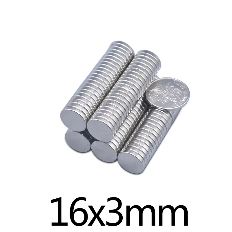 20/50/100pcs 16x3 mm Search Minor Magnet Diameter 16*3mm Bulk Small Round Magnetic Neodymium Disc Magnets