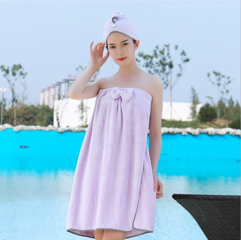 Badet uch Frauen tragbare Handtuch nach Hause Bad Dusche Kleid Frauen Dame Koralle Fleece Strand Spa Kleid weiblich полотенце Drops hipping