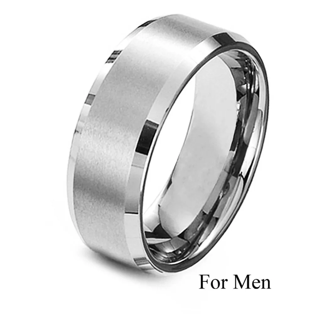 Fashion Jewelry Cubic Zirconia Silver Color Stainless Steel Couple Ring Engagement Valentine\'s Day Gift
