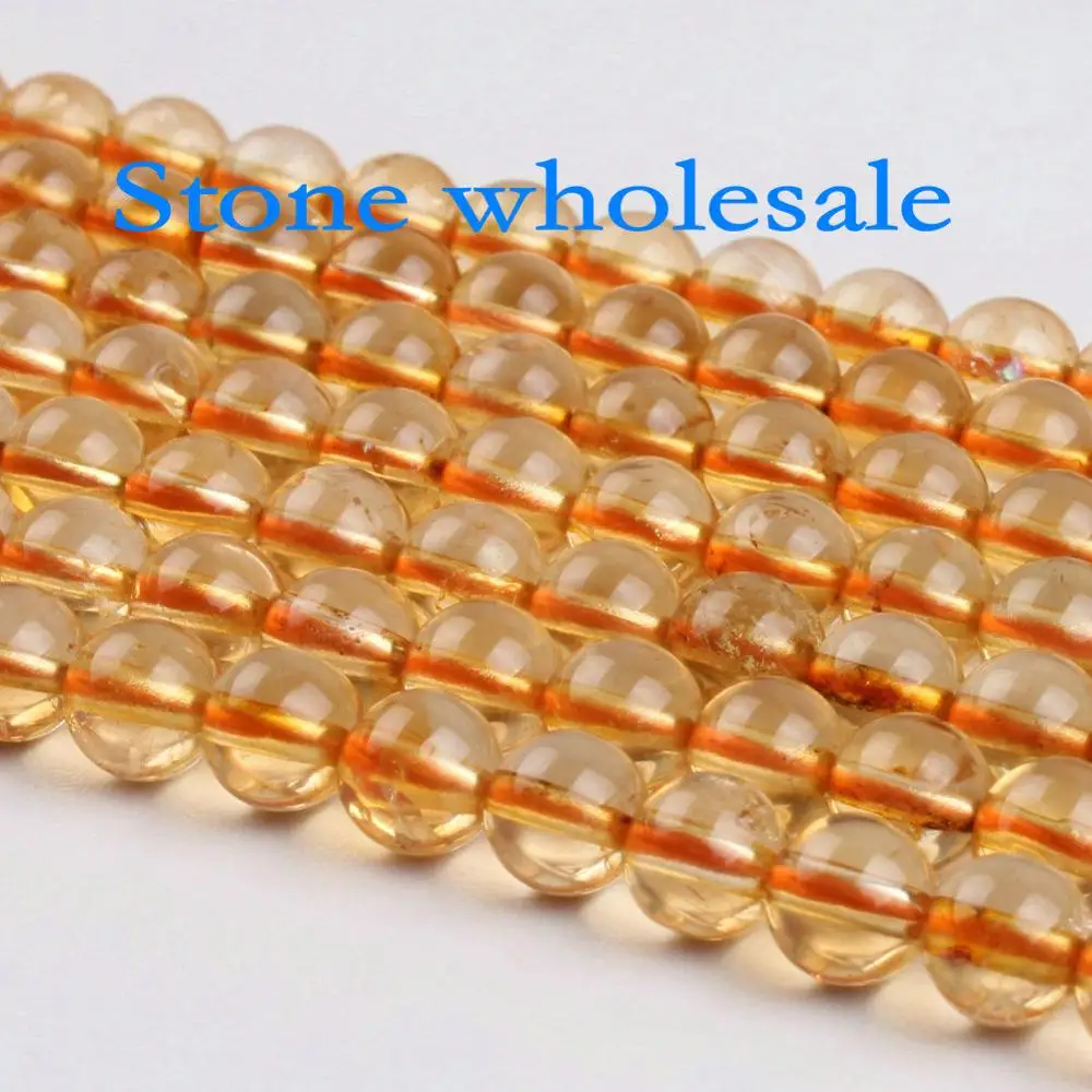 Natural Round AA High Quality Citrine Crystal Gemstone Loose Beads 5mm 5.5mm For Necklace Bracelet DIY Jewelry Making