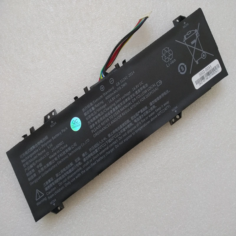 Genuine K36 Battery For Wizard GX2 K36P X36E N36 15RX GB-15X36 15N36 For BBEN G15 G17 G16A G16X G156M G16S GS9 Terminator S1 X1