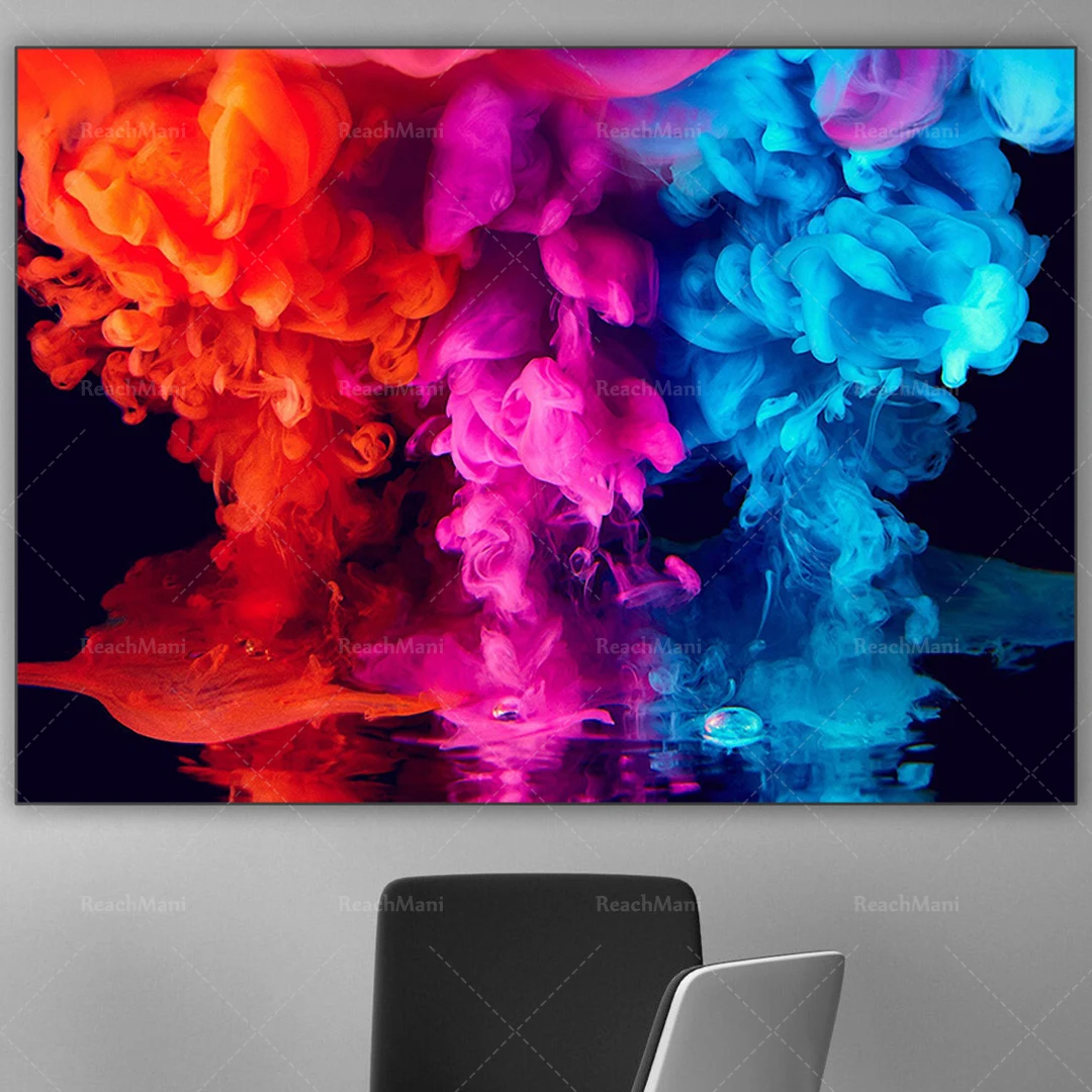 

Color smoke prints, smoke abstract canvas prints, office artwork, abstract painting art deco posters