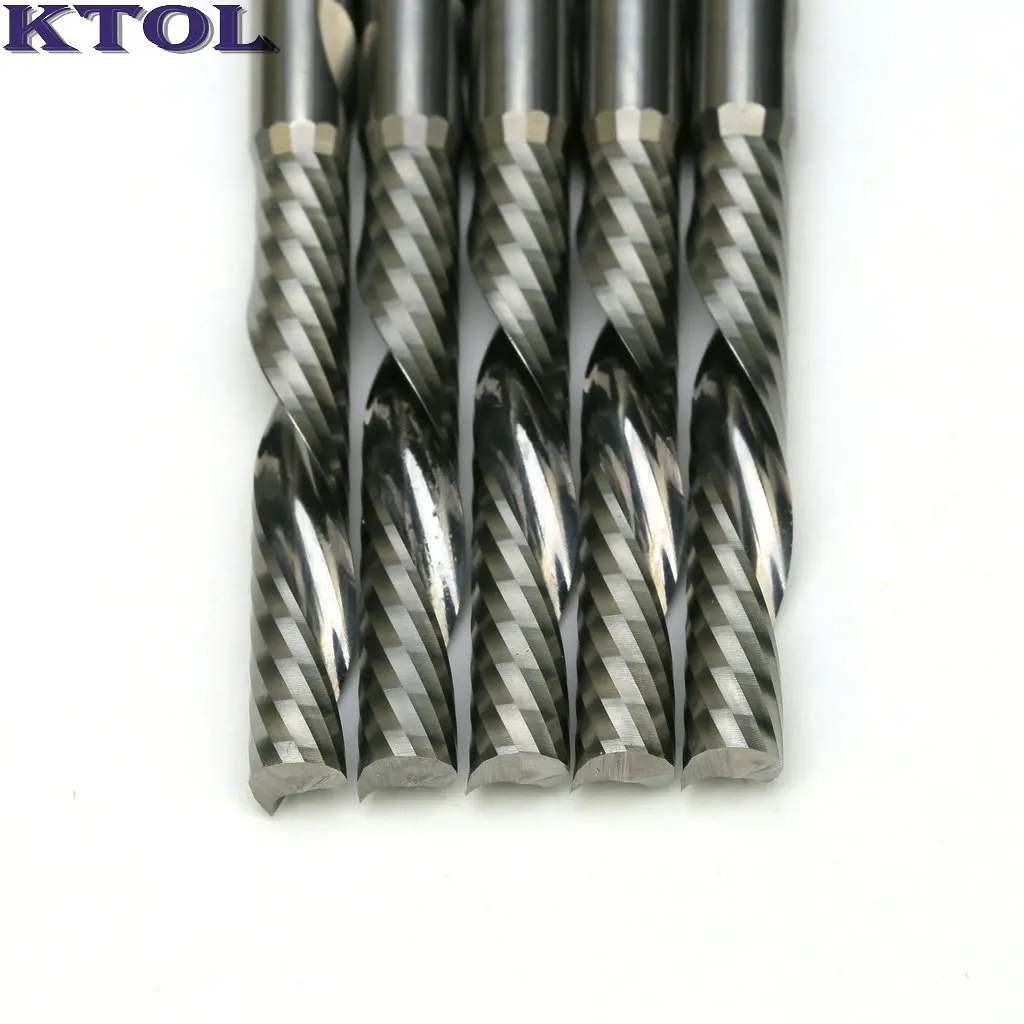 6.35x38x76mm para baixo corte endmill única flauta espiral roteador bits cnc conjunto de ferramentas de fresagem de madeira 5 pçs cortadores de gravura de carboneto de tungstênio