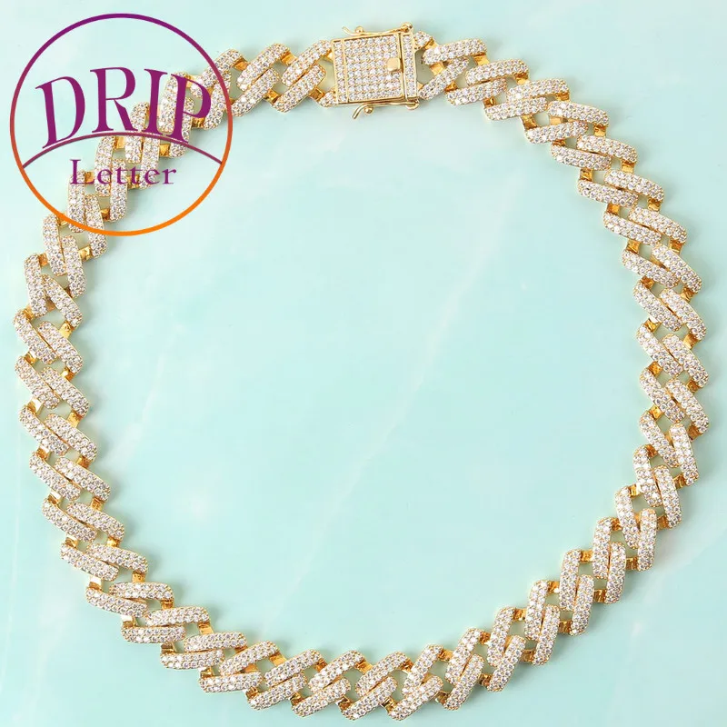 Drip Letter Miami Cuban Link Necklace Chain for Men Hip Hop Rock Street Real Gold Plated Charms Jewelry 2021 Trend