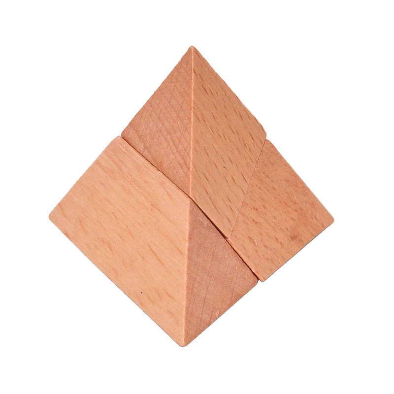 IQ Brain Teaser Pyramid Kong Ming Lock Lu Ban Lock 3D Wooden Interlocking Burr Puzzles Game Classical Toys For Adults Kids