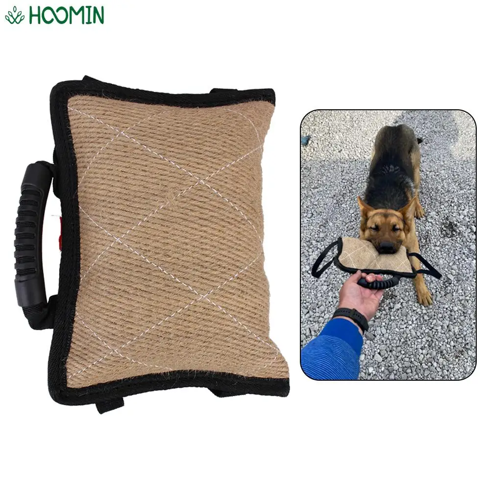 Dog Training Bite Tug Pillow Dog Training Hemp Cloth Chewing Toy Dog Bite Stick With 2 Rope Handles Dog Accessories