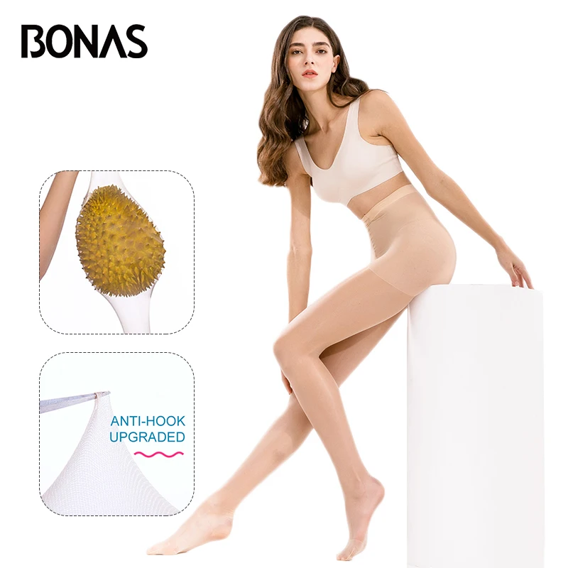 Rajstopy damskie BONAS 15D, odporne na rozdarcia, niełamliwe, seksowne, wysoce elastyczne, nylonowe pończochy, dropshipping.
