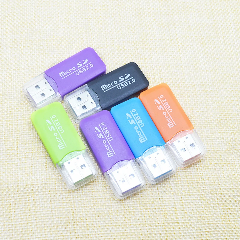 1~5PCS USB 2.0 Mini Multicolor Plastic Memory Card Reader