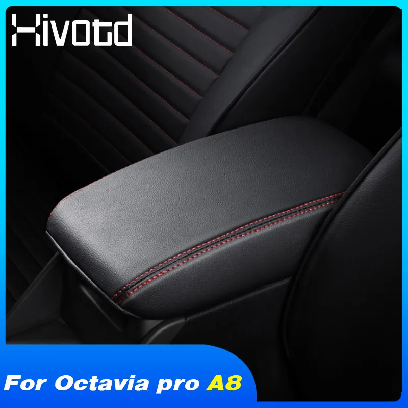 For Skoda Octavia Pro A8 2021 2022 Accessories Car Armrest Covers Center Console Organizer Storage Box Protection Interior Decor