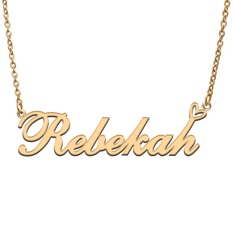 

Ожерелье Rebekah Love Heart Name, позолоченный воротник из нержавеющей стали для женщин и девочек, подарок на день рождения и свадьбу