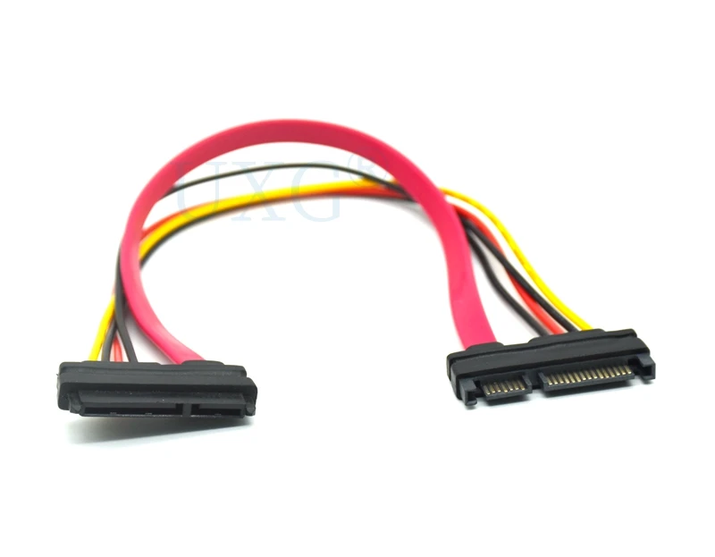 SATA Extender Cable 22Pin Male to Female 7+15 Pin Serial ATA SATA Data Power Combo Extension Cables Cord 30CM 1ft