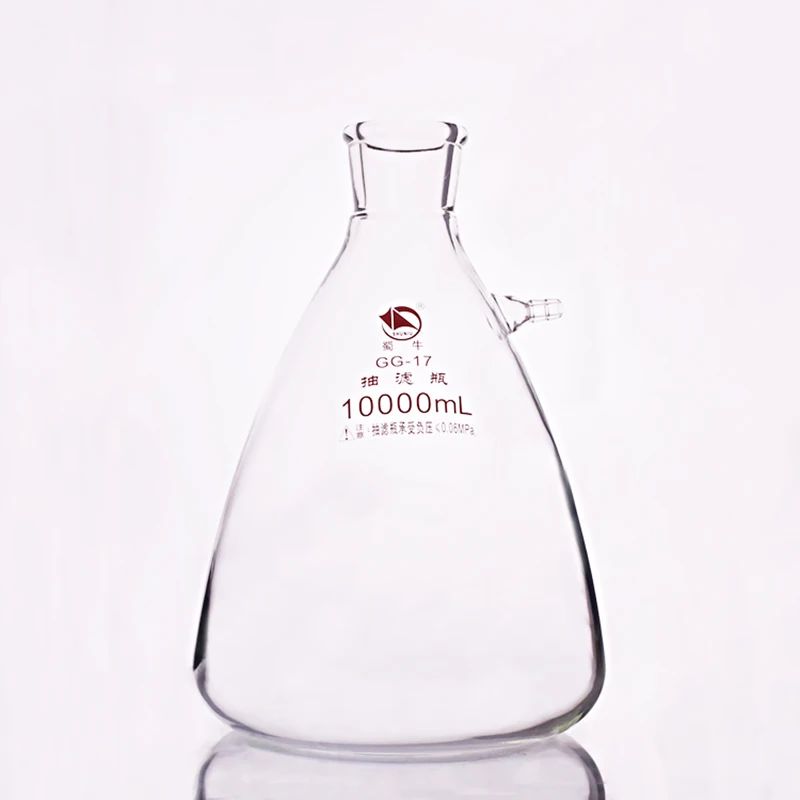 Filtering flask with side tubulature,Capacity 10000ml,Triangle flask with tubules,Filter Erlenmeyer bottle