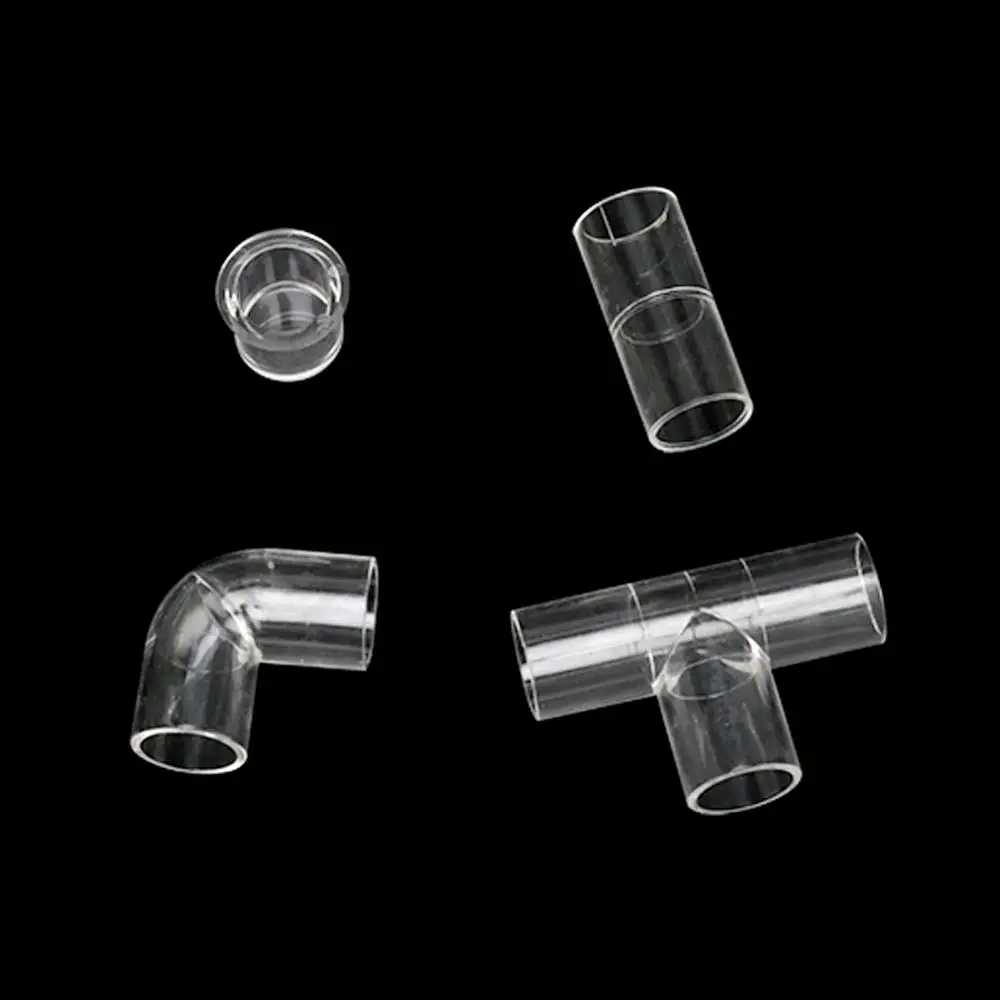 Inner Diameter 20mm Transparent Acrylic Connector Tee Straight Elbow Coupling Adapter End Caps Fish Tank Aquarium Pipe Fittings