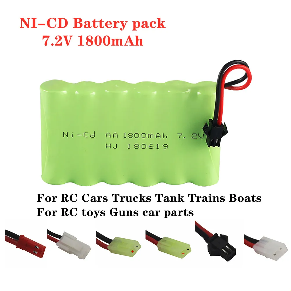 7.2V 1800Mah NiCd Bộ Pin Sạc RC Ô Tô Xe Tải Xe Tăng Đoàn Tàu Thuyền Chiếu Sáng Cơ Sở Đồ Chơi Pin 7.2V xe Đua Thuyền