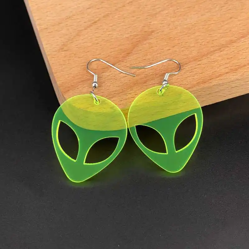 Transparent Fluorescent Green Scientific Exploration Alien Earrings Personal Internet Celebrity Vigorous Girl Acrylic Eardrop