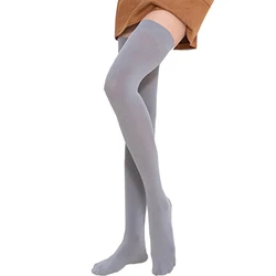 Summer Women Thigh Stockings Solid Color Rib Cuff Non-slip Long Yoga Socks Lady Indoor Fitness Barre Tight Smooth Anti-skid Sock