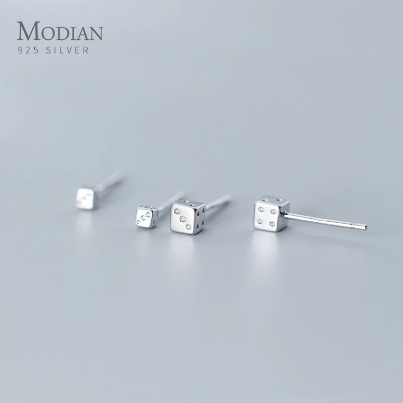 Modian Fashion Number Dice Creative Stud Earring for Women 925 Sterling Silver Anti-allergy Ear Pin Fine Jewelry Brithday Gift