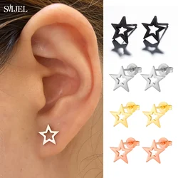 New Stainless Steel Hollow Star Ear Tiny Star Stud Earrings For Women Everyday Teen Mothers'day Celestial Birthday Gift Jewelry