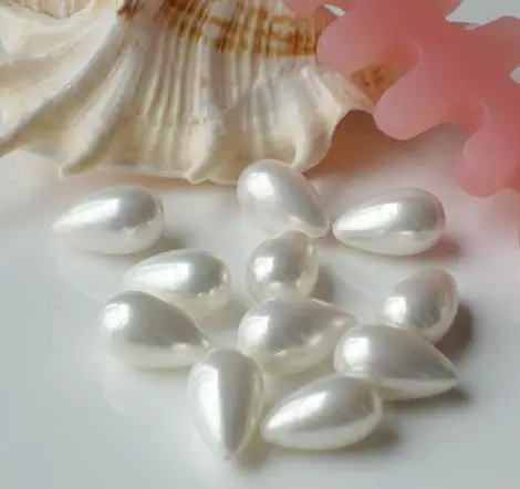 

Favorite Pearl Loose Bead 9X15MM White Sea Shell Pearl Tear Drop Half Drilled DIY Jewelry Marking For Earring Pendant Necklace