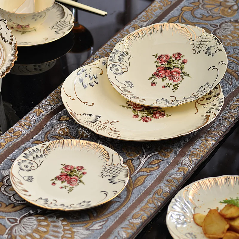 European ceramic plate plate household Western dish combination soup dish dish set ceramic bowl plate