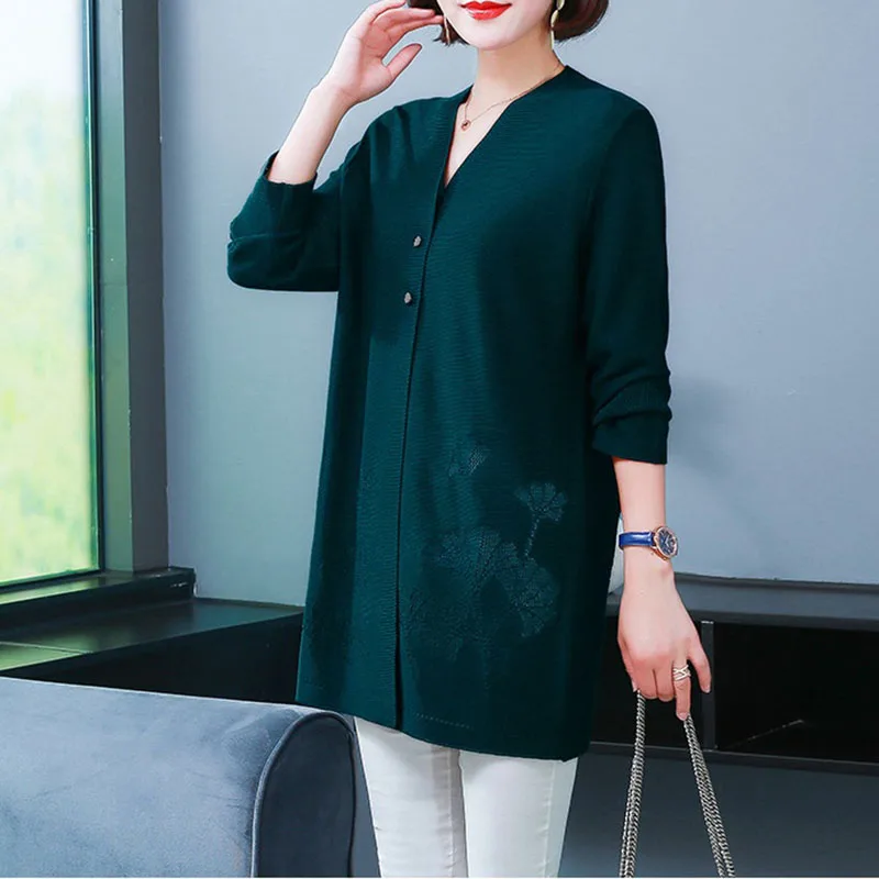 High Quality Ice Silk Knitting Cardigan Female Thin Shawl Knitted Coat Large Size Middle-aged Elderly Women Cardigan Jacket 6XL