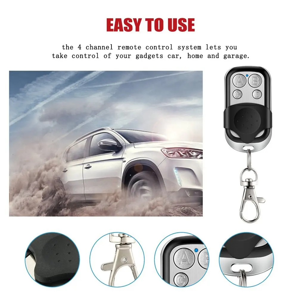 Door Remote 433Mhz 4 Channel Remote Control Use All 433 Mhz Fixed Code Key Chains Car Home And Garage 1 Pcs
