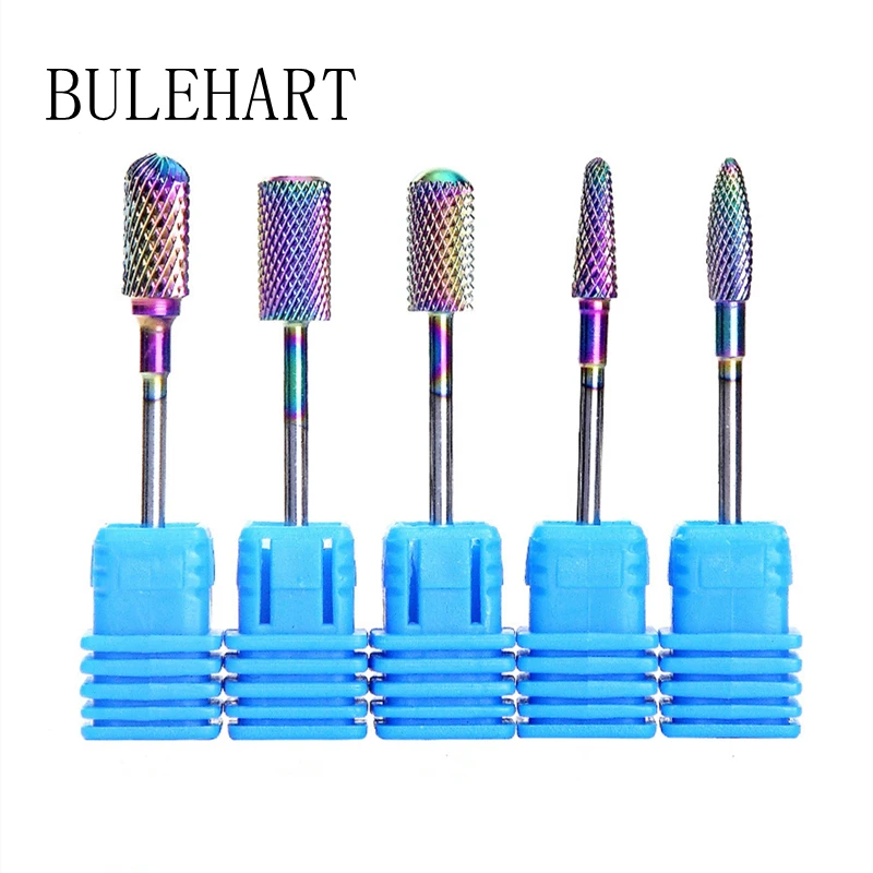 5 Pcs Rainbow Tungsten Steel Milling Cutter For Manicure  Removing Gel Varnish Burr Nail Drill Bits Set