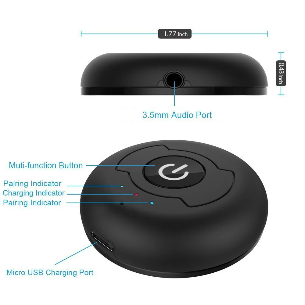 VAORLO Bluetooth 5.0 Audio Transmitter 3.5mm AUX RCA Stereo Latency Rendah Multi point Nirkabel Adaptor Untuk TV PC Lapter dongle