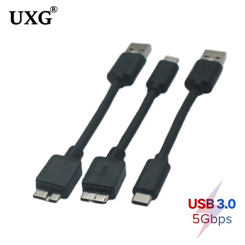 10cm Micro B USB C 3.0 to Type-C to USB 3.0 Micro B Cable Connector 5Gbps External Hard Drive Disk Cable for Hard Drive Computer