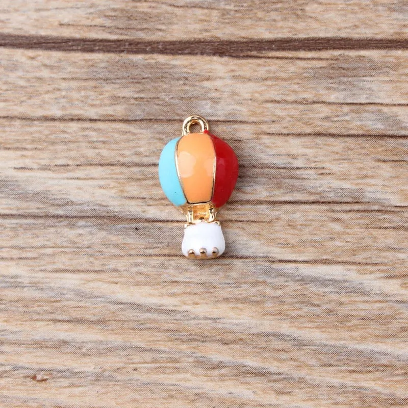 10pcs Jewelry DIY Accessories Alloy Hot Air Balloon Enamel Charms Pendants For Bracelet Earring Making Floating