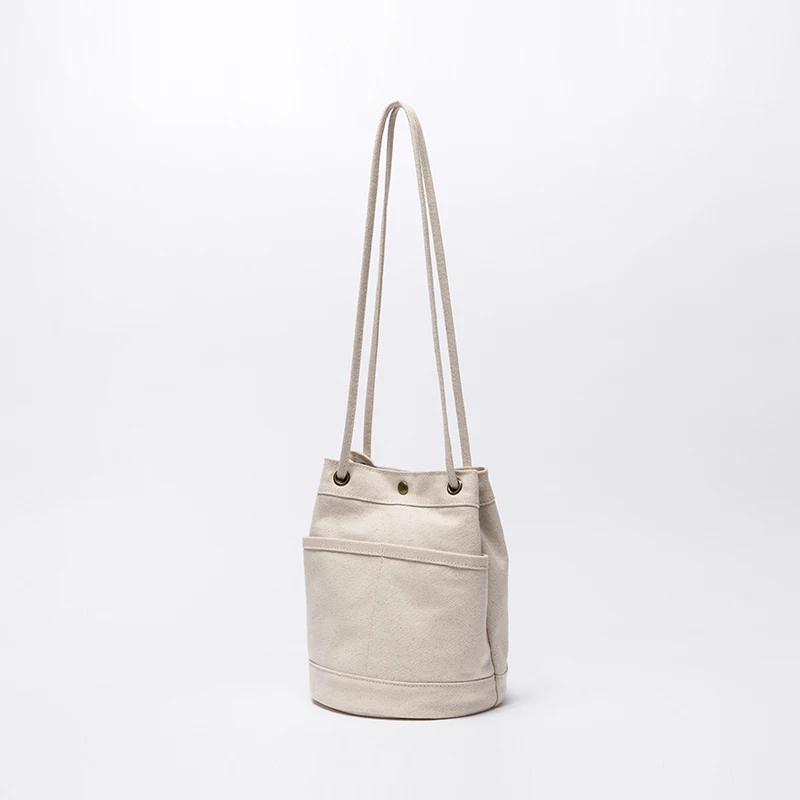 Canvas messenger female small bag new chic retro literary simple diagonal cross bucket bag