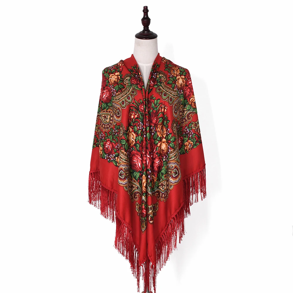 Envoltório de cabeça estampado floral russo para mulheres, xales árabes, algodão folclórico luxuoso, bandana nacional, bolinhas, 160cm