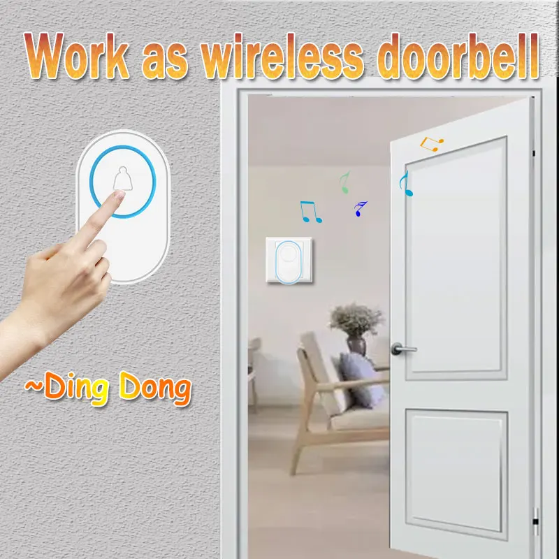 Tuya Wireless Doorbell Intelligent Smart Home Welcome Doorbell Waterproof Button LED Light 433MHz Security Alarm Smart Doorbell