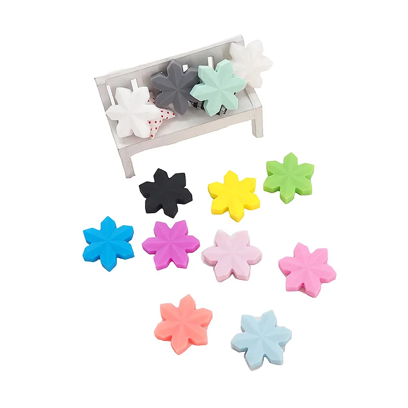 

Chenkai 50PCS Snowflake Silicone Focal Beads For Beadable Pen Silicone Charms for Pen Necklace Making Silicone Character Beads