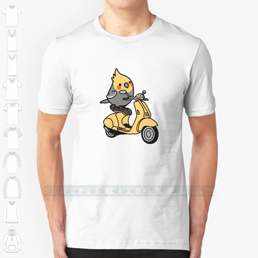 Scooter Chubby Cockatiel 100% Cotton T Shirt Scooter Cute Cockatiel Animals Birb Chubby Birds Chibi Birdism Tee Short Sleeve