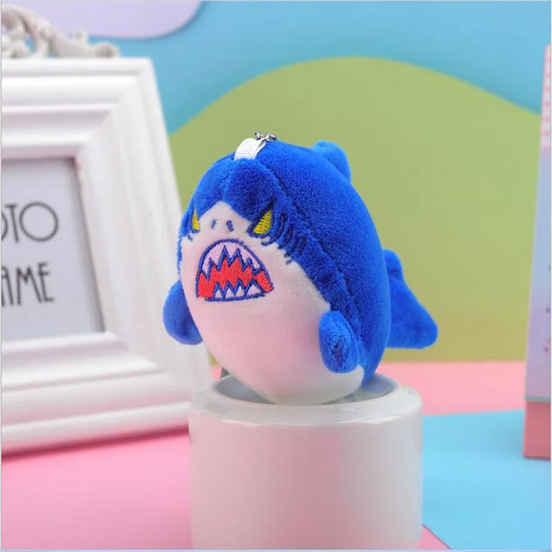 1Pcs Shark Plush Toys Cartoon Ferocious Pendant Keychain Stuffed Animal Clothing Bag Accessories 10CM