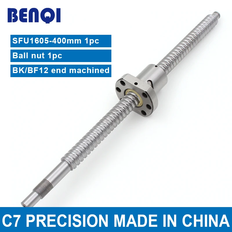 Free Shipping ballscrew 1605  BK12 BF12 end machined SFU1605 - L 400mm + 1pc sfu1605 ballnut for CNC machine