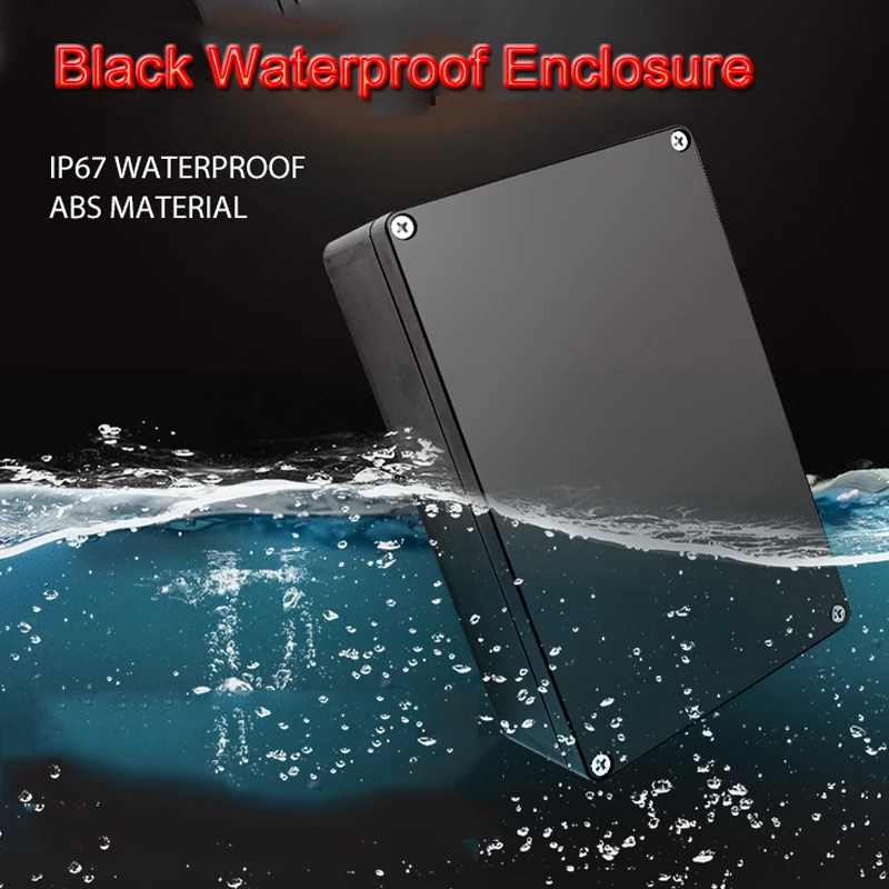 Plastic Metal Screw Black Box Outdoor Waterproof Case Electronic Project Box Case Instrument Weatherproof Junction Box Housing
