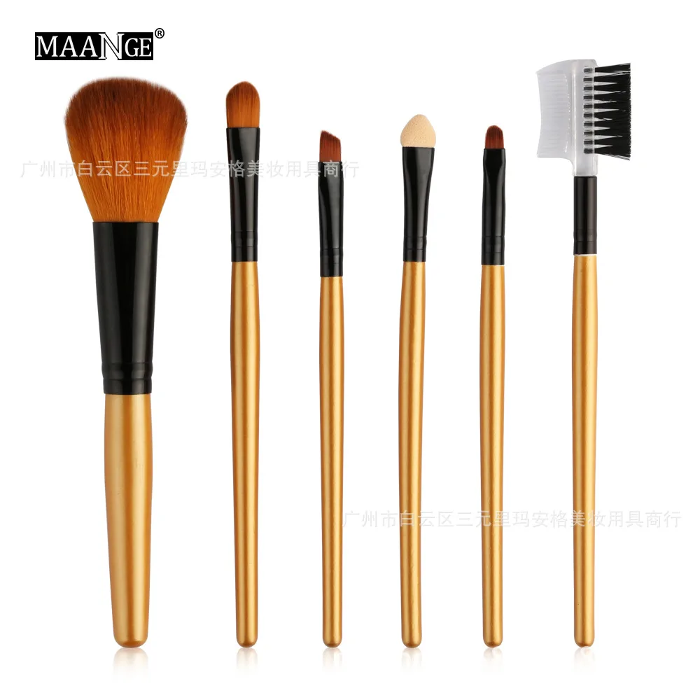 Hot Selling MAANGE 6 Champagne Makeup Brush Set Beauty Cosmetic Tool Express Wish Explosions Gift for Women