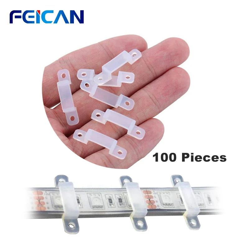 100Pcs LED Streifen Halter Fixateur 12mm 10mm Montiert Clip für 5050 LED Streifen Licht Stabile Kabel Klemme