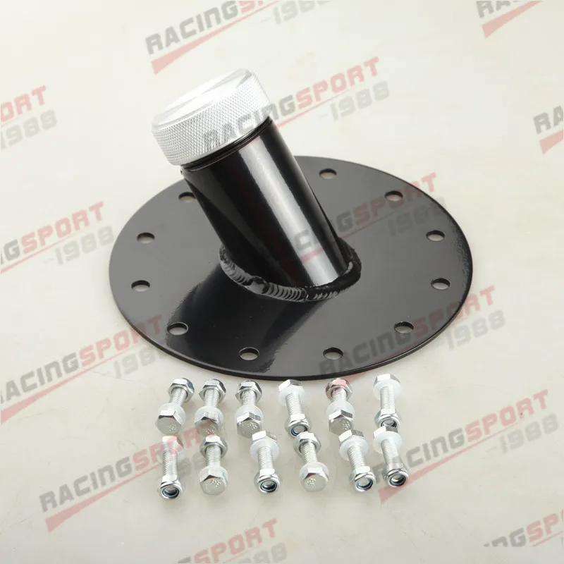 Billet Aluminum 45 Degree Fuel Cell Fast Fill Filler Neck 12 Bolt Flange Black