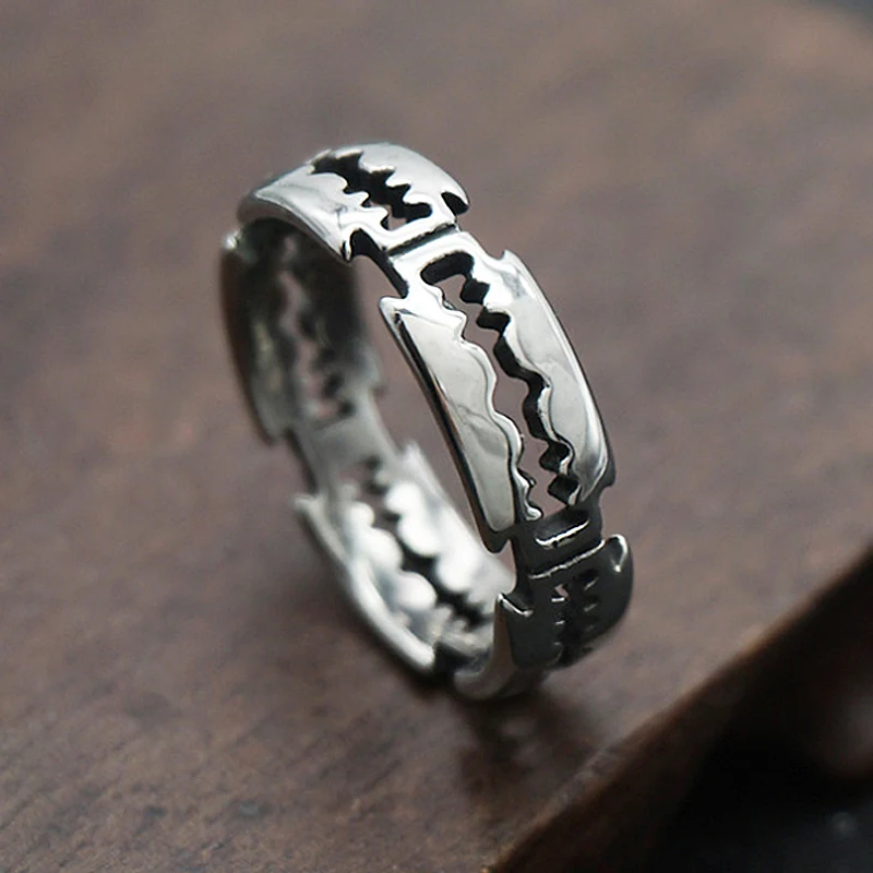 Charm Stainless Steel Hip Hop Bladed Ring Fashion Punk Rock Black  Silver Color Ring Lover Couple Rings for Man And Women Ring